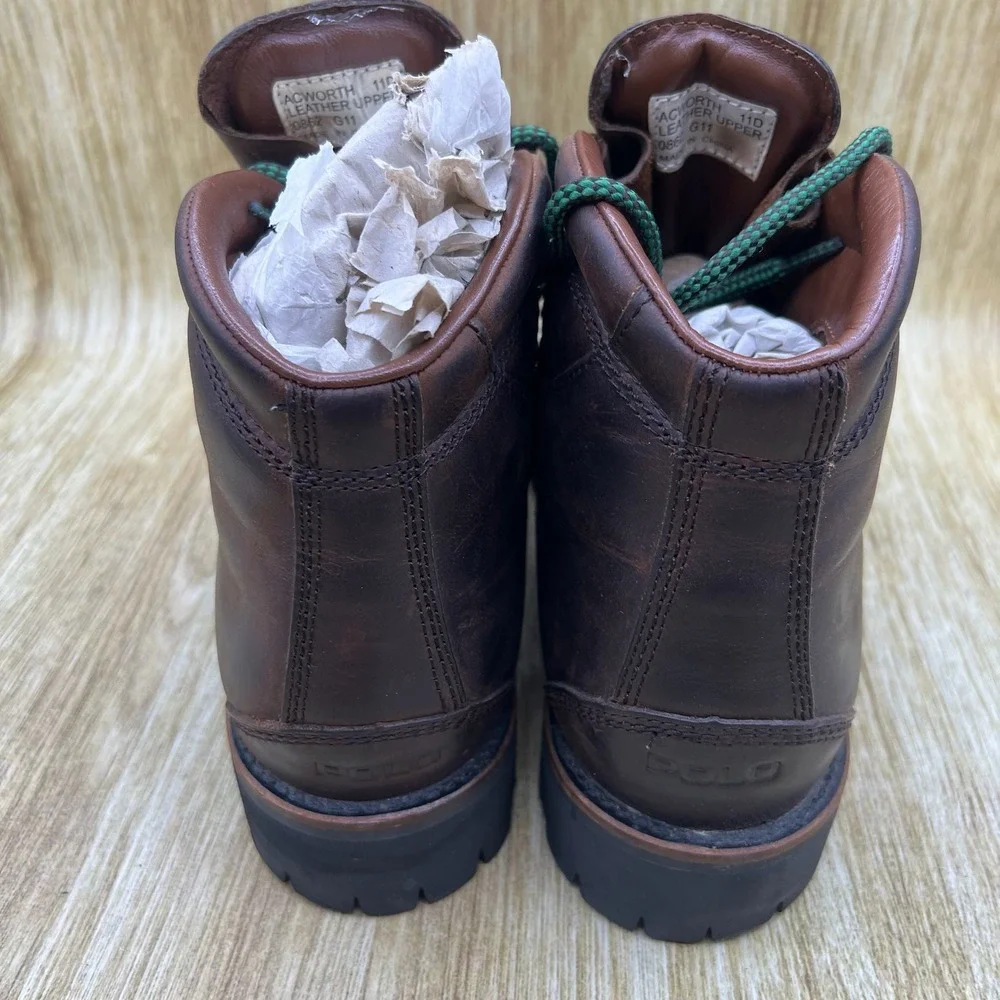Polo Ralph Lauren Acworth Hiking Boots Men's Size 11 D Brown Oiled Calf Leather